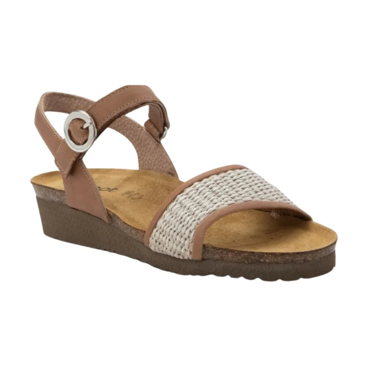 Cecile | Leather/Raffia | Latte Brown/Sand